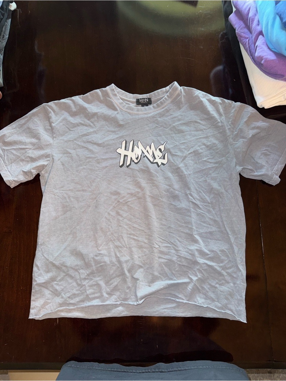 Boohoo Mens Light Gray Graphic Short Sleeve Tee -M